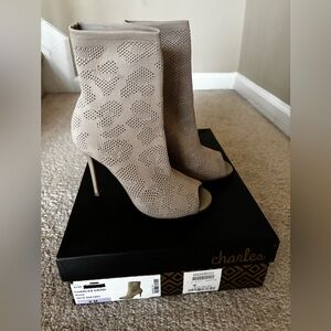 Charles David Nude Ankle Bootie with Peep-toe